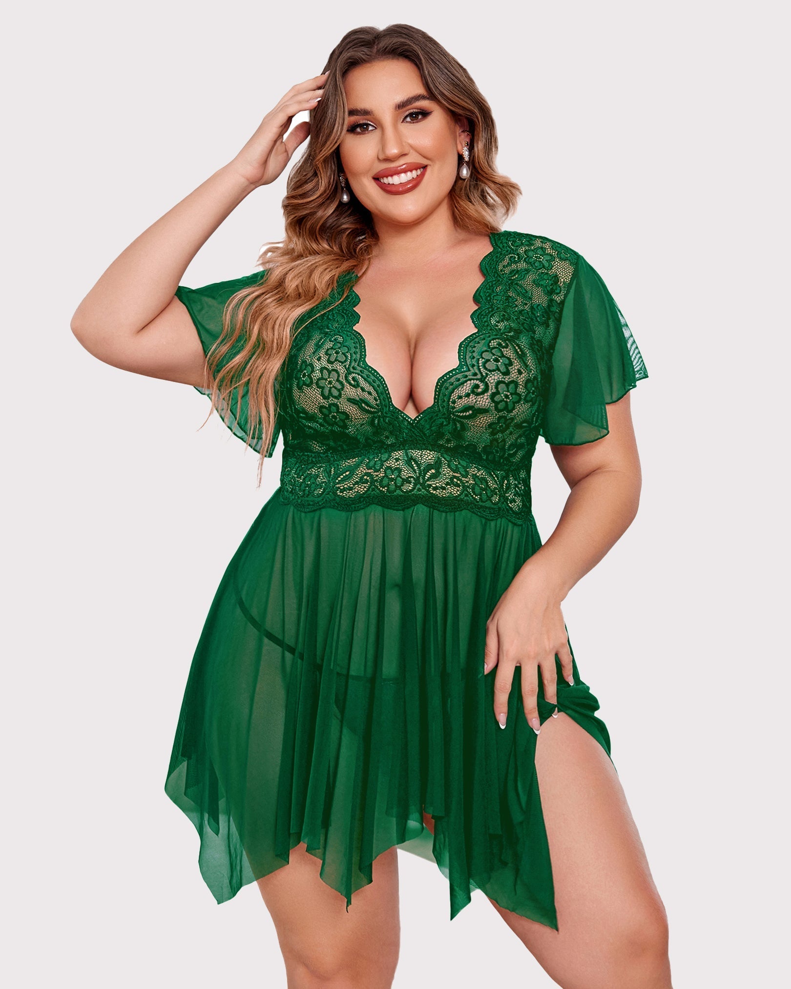 Plus Size Floral Lace Lingerie