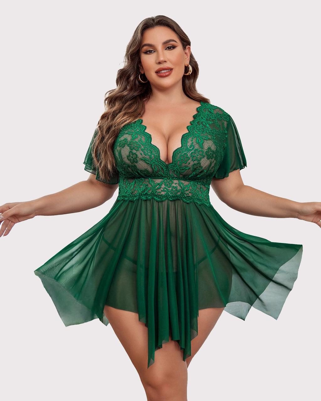 Plus Size Floral Lace Lingerie