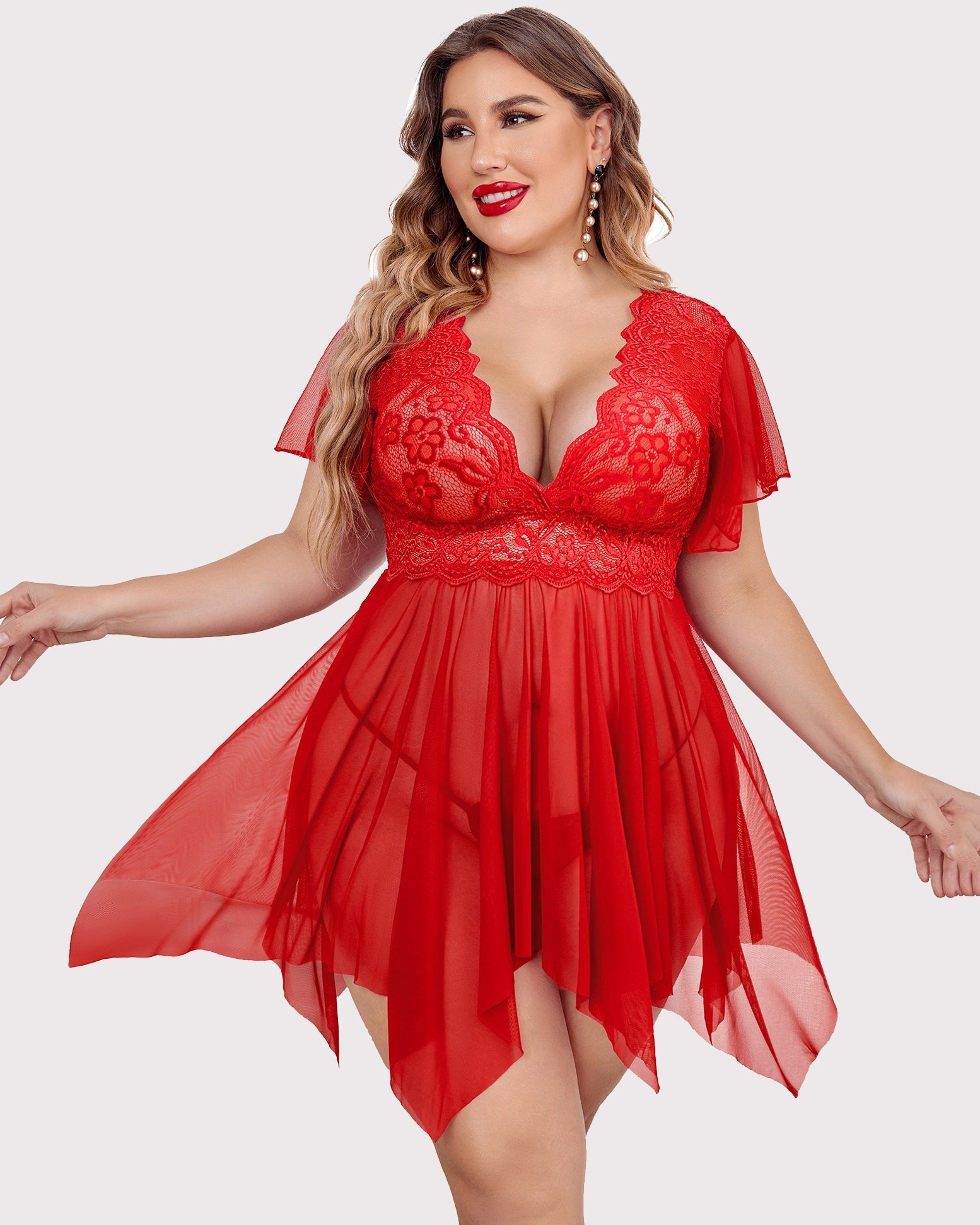 Plus Size Floral Lace Lingerie