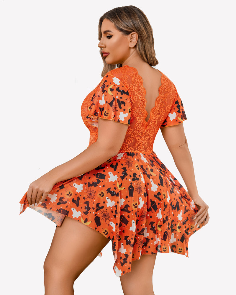 Plus Size Floral Lace Lingerie
