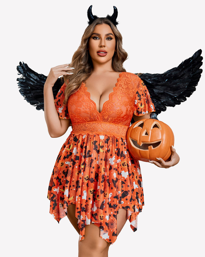 Plus Size Floral Lace Lingerie