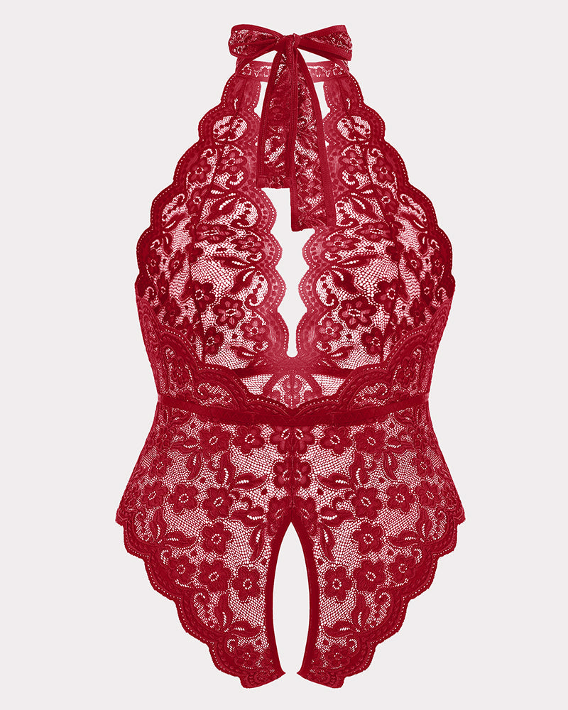 2 Packs Plus Size Lingerie Lace Halter Teddy