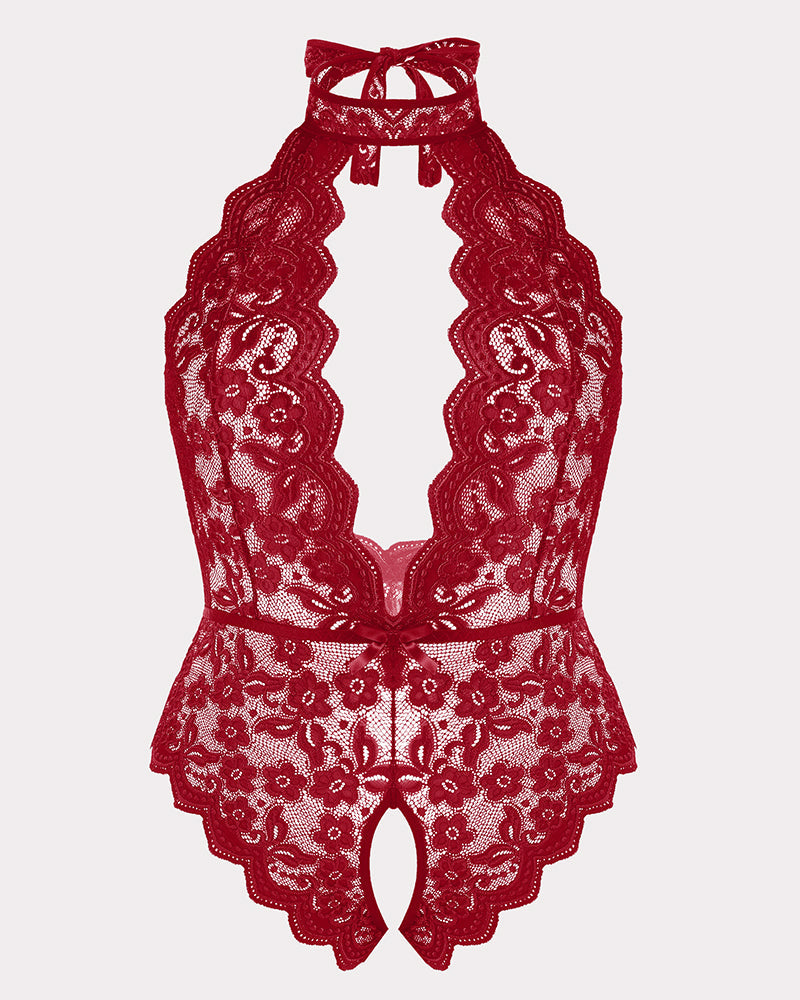 2 Packs Plus Size Lingerie Lace Halter Teddy