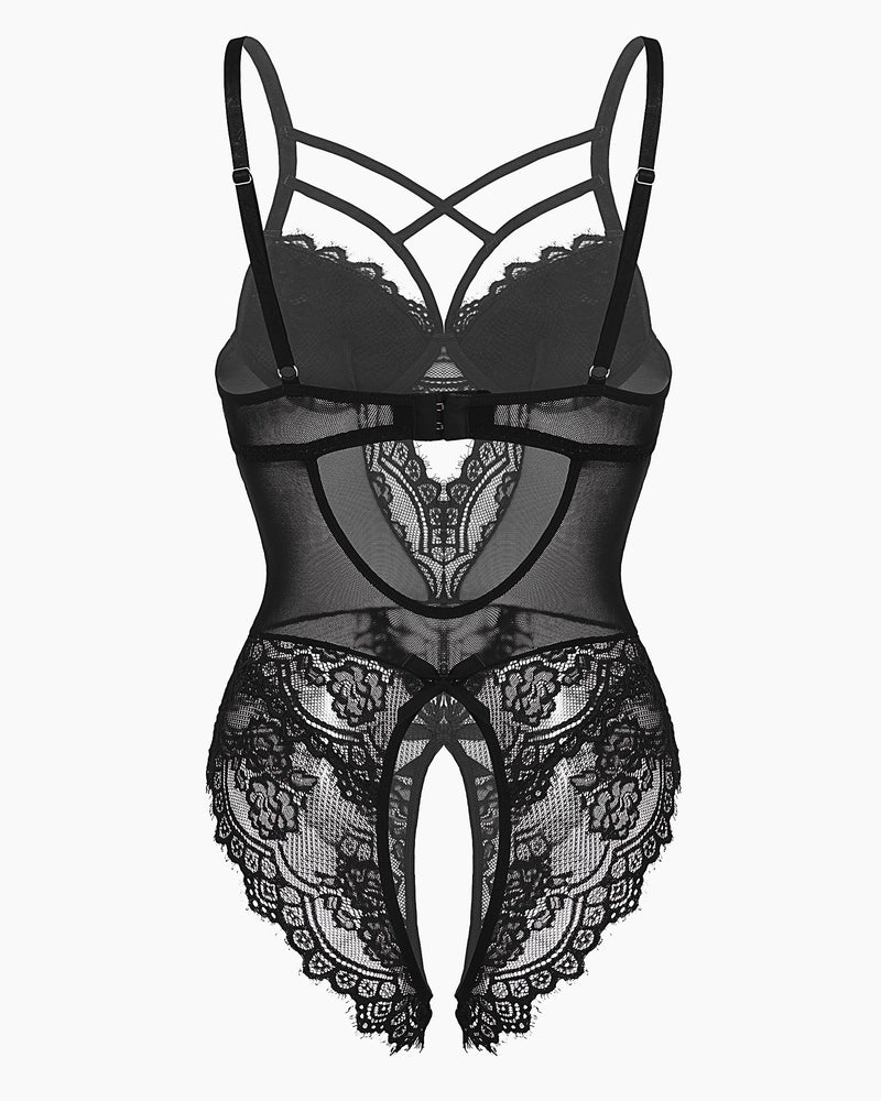 Lace One Piece Criss Cross Bodysuit