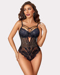 Print Lingerie Floral Lace Bodysuit