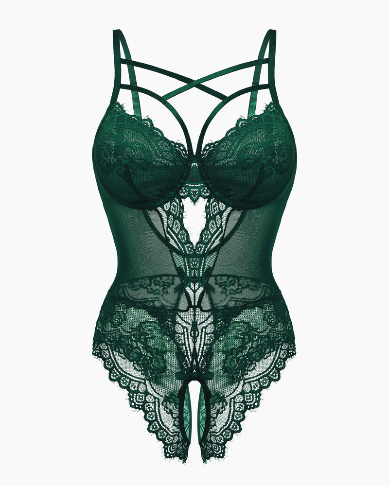 Lace One Piece Criss Cross Bodysuit