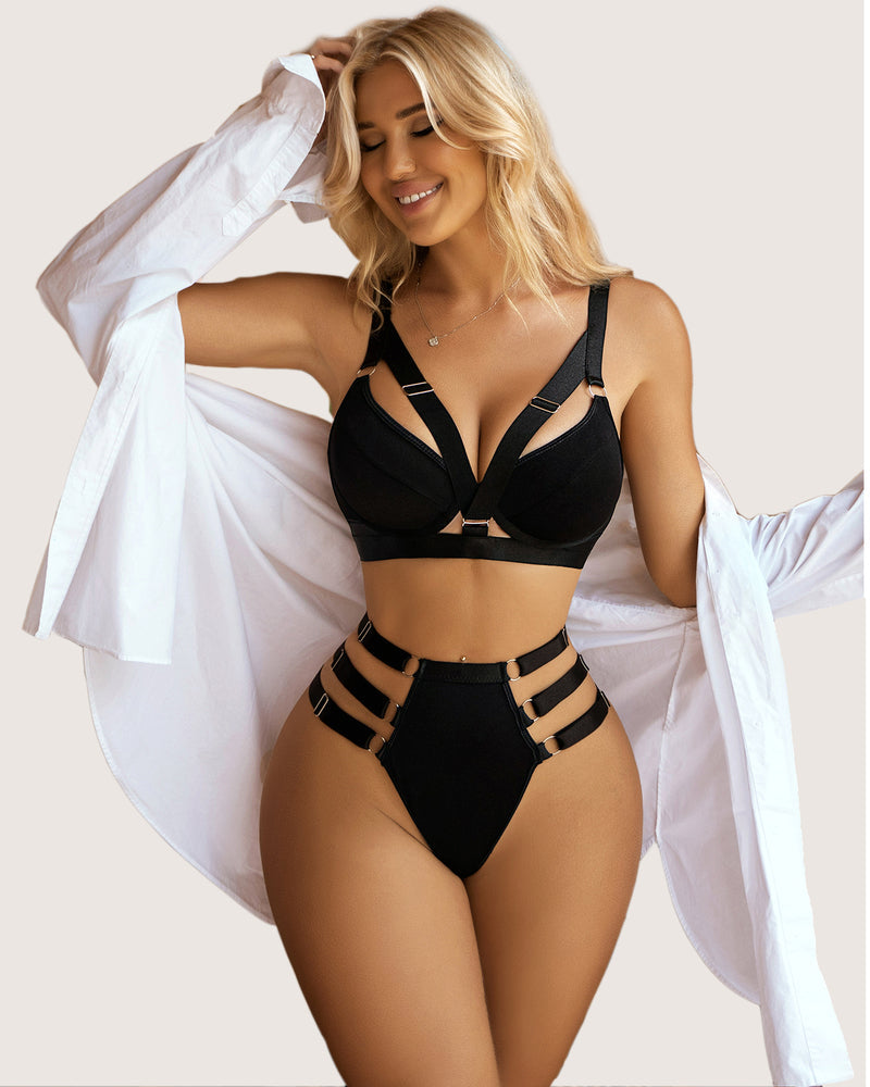 avdilove Leopard Print Push Up Bra and Panty Set