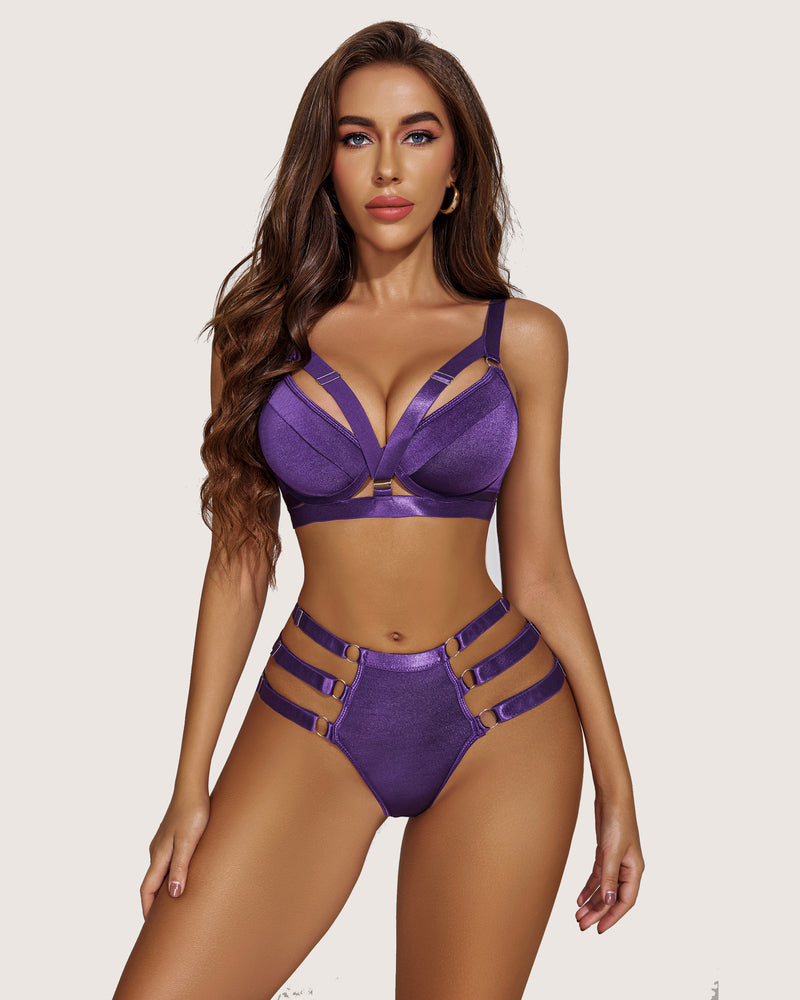 avdilove Leopard Print Push Up Bra and Panty Set