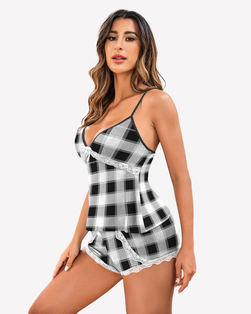 Cami Set Lace Trim Short Pjs Sets