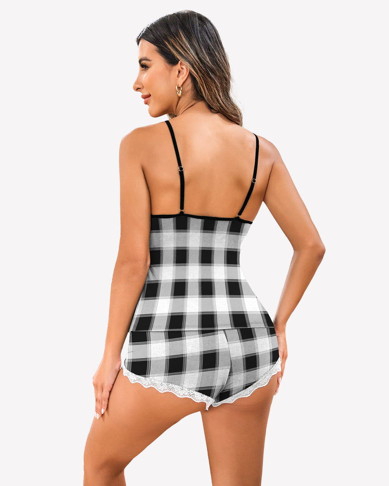 Cami Set Lace Trim Short Pjs Sets