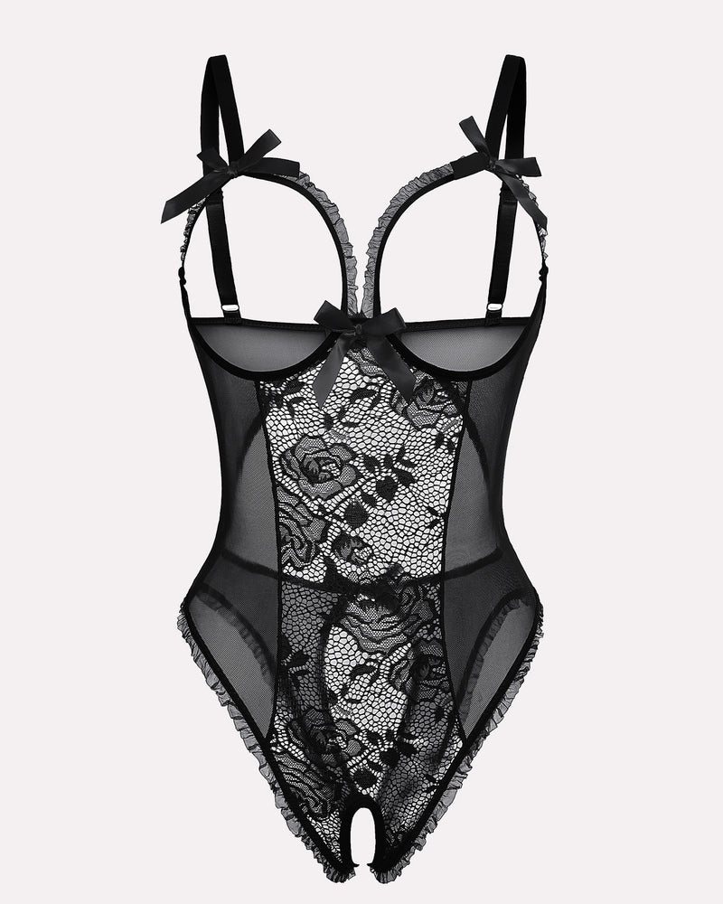 Floral Print Lace Mini Bodysuit