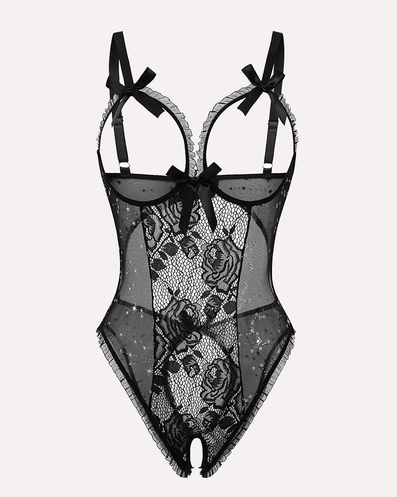 Floral Print Lace Mini Bodysuit