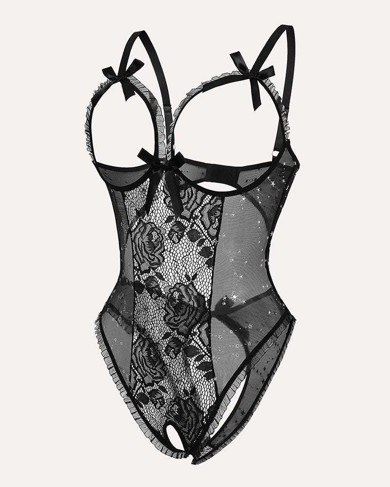 Floral Print Lace Mini Bodysuit
