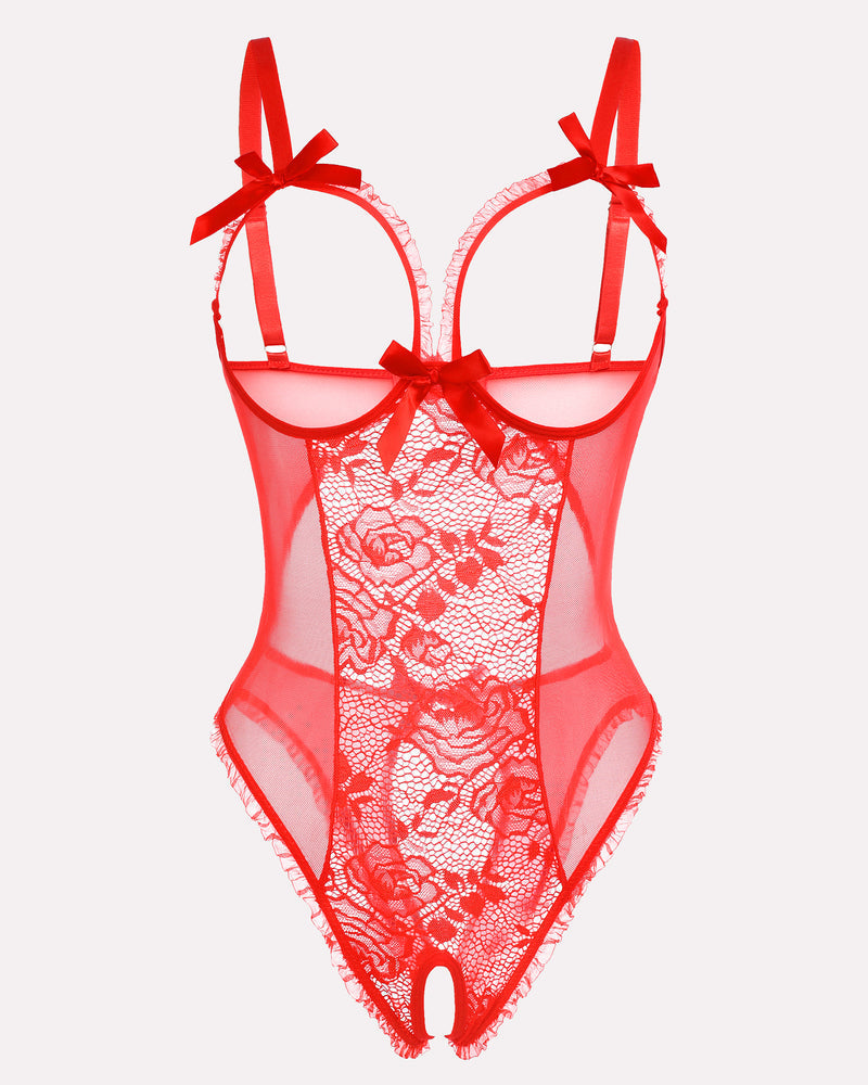 Floral Print Lace Mini Bodysuit