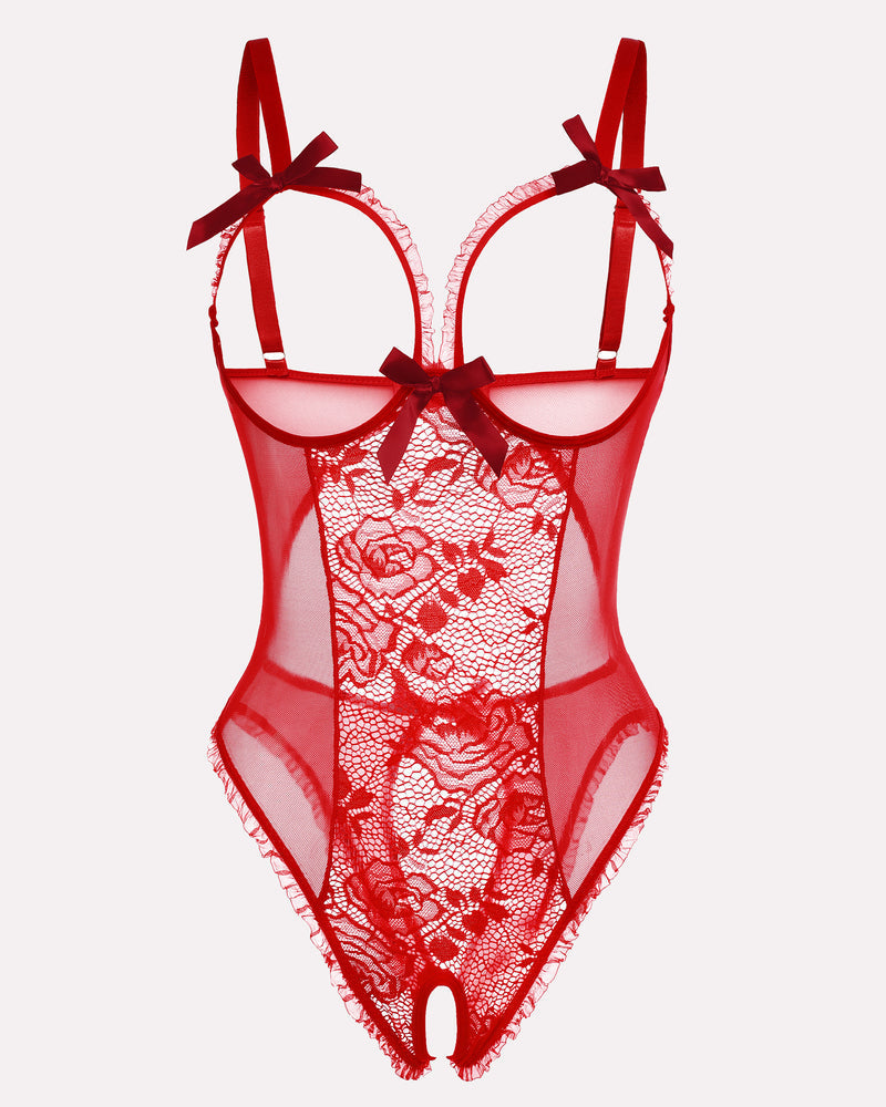 Floral Print Lace Mini Bodysuit