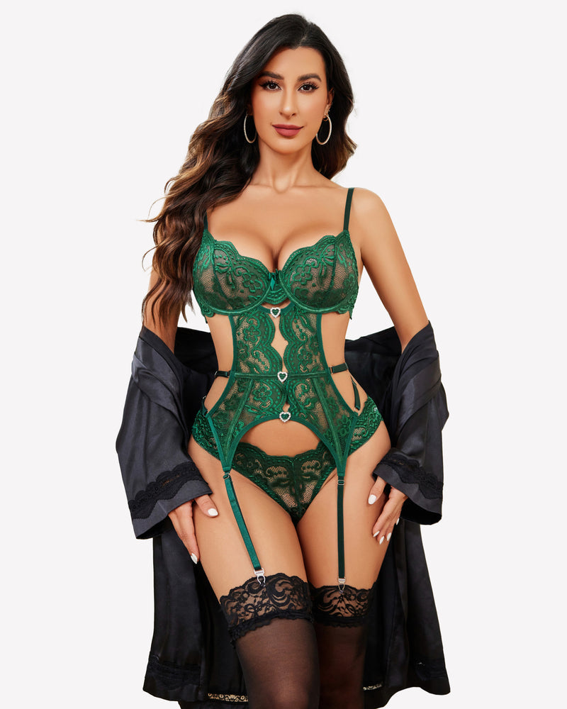 Lace Cut Out Rhinestone Corsets