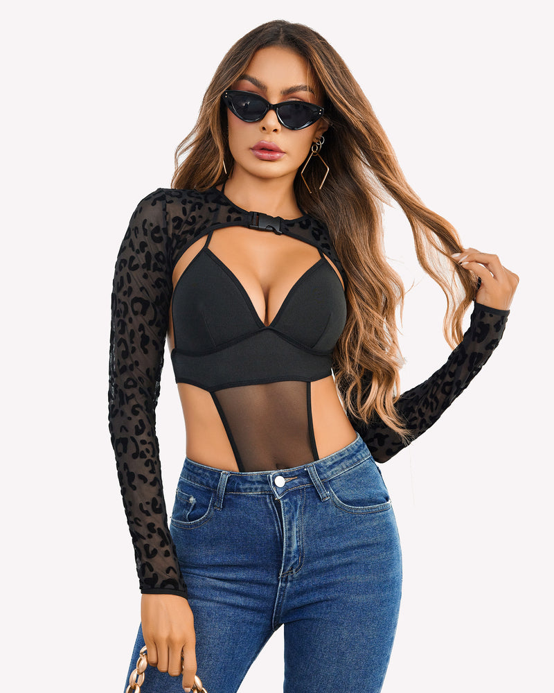 Bodysuit +Buckle Shrug Crop Top Set