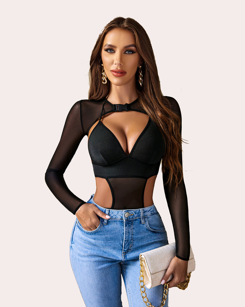 Bodysuit +Buckle Shrug Crop Top Set