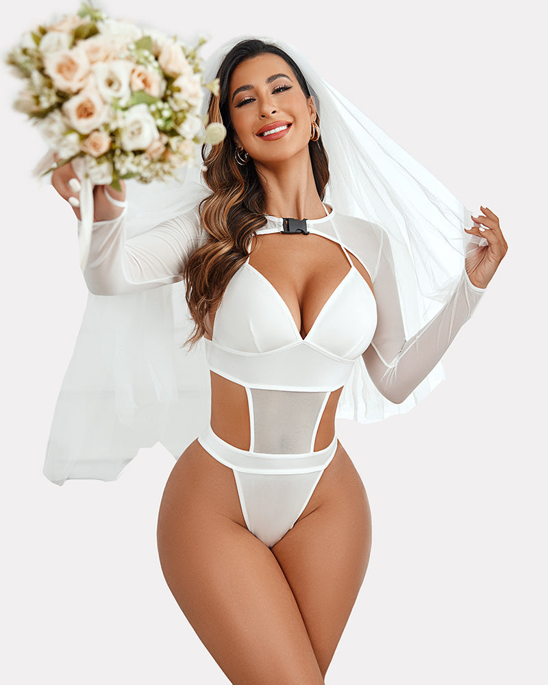 Bodysuit +Buckle Shrug Crop Top Set