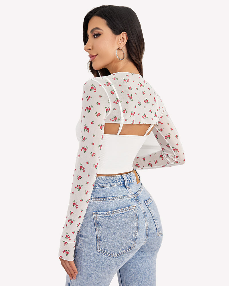 Mesh Crop Top with Cami Top Sets