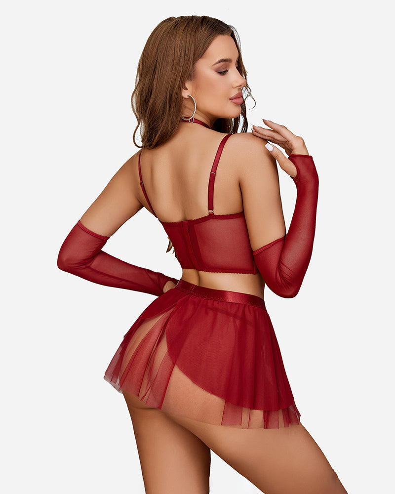 Chain Linked Bustier Lingerie Set