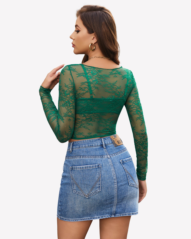 Mesh See Through Shirt with Bra