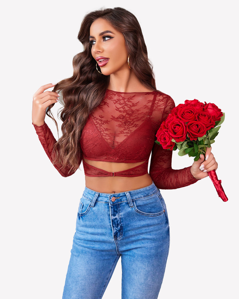 Mesh See Through Shirt with Bra