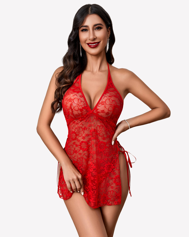 Deep Lace Side Slit Boudoir Outfits