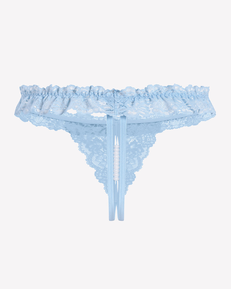 Lace Low Waist Thongs with Pearls Ball