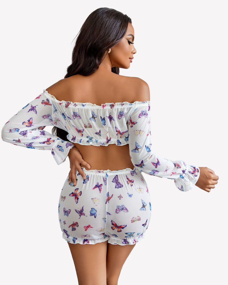 Off Shoulder Ruffle Bra and Panty Set