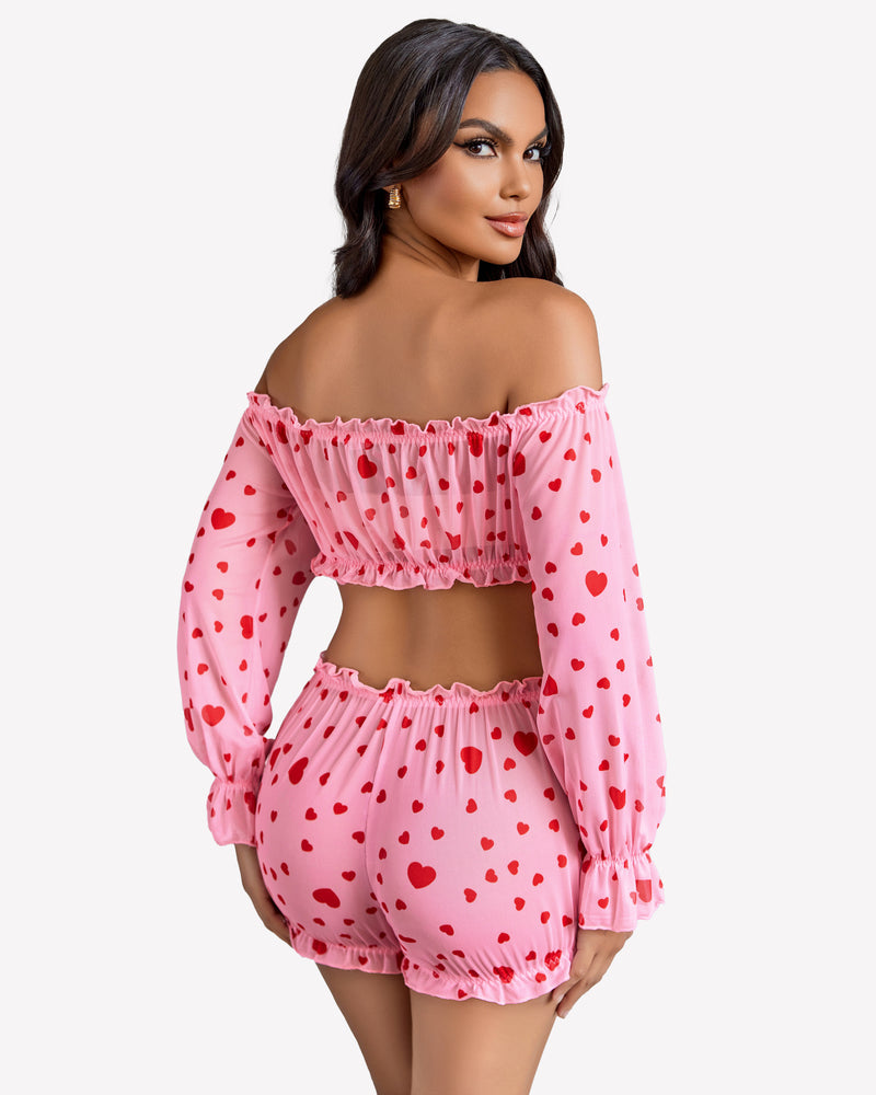 Off Shoulder Ruffle Bra and Panty Set