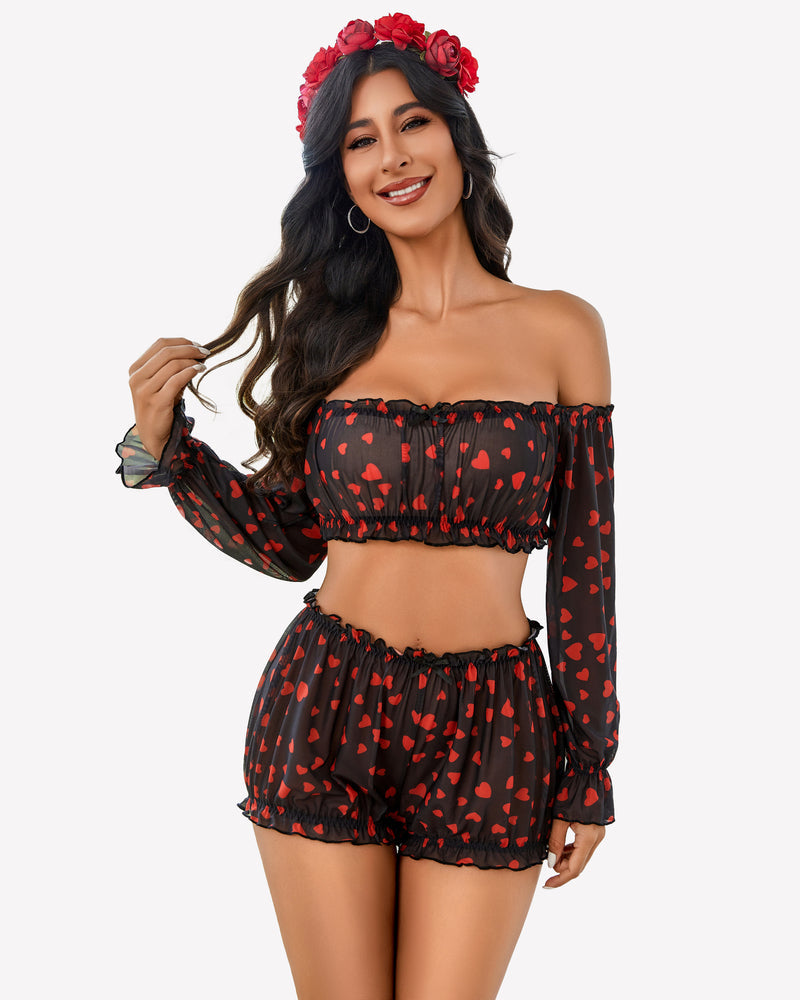 Off Shoulder Ruffle Bra and Panty Set