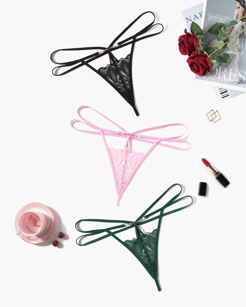 Floral Lace Briefs Hollow Out Thong Panty