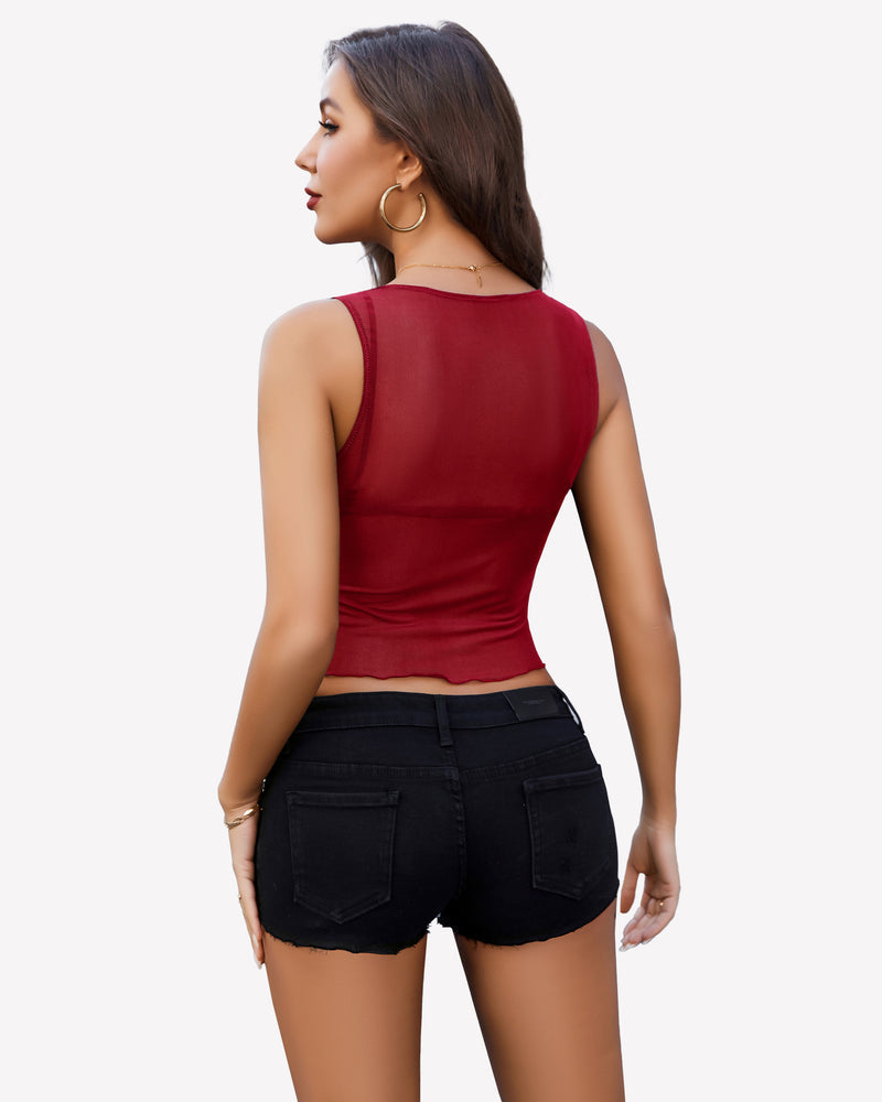 Mesh Tank Top Sheer Tops