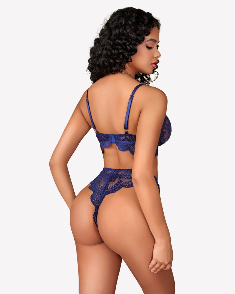 Floral Lace Bra and Panty Set