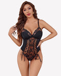 Lace Up Front Crotchless Bodysuit