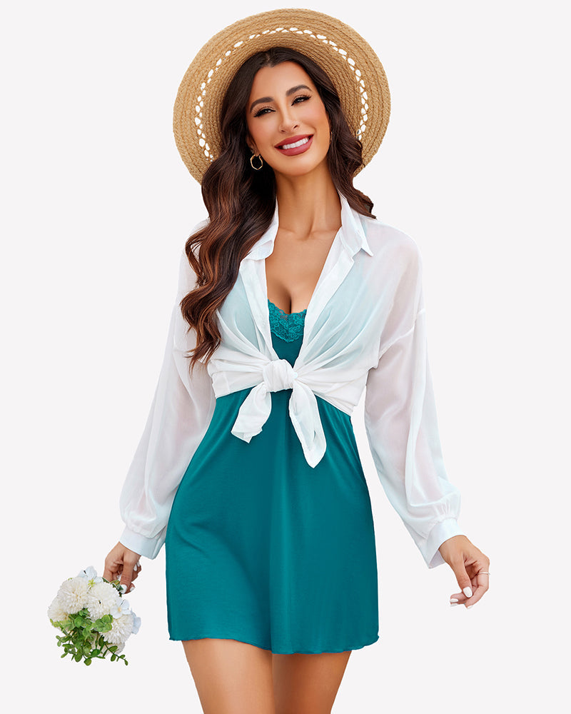 Lace Deep V Teddy Babydoll