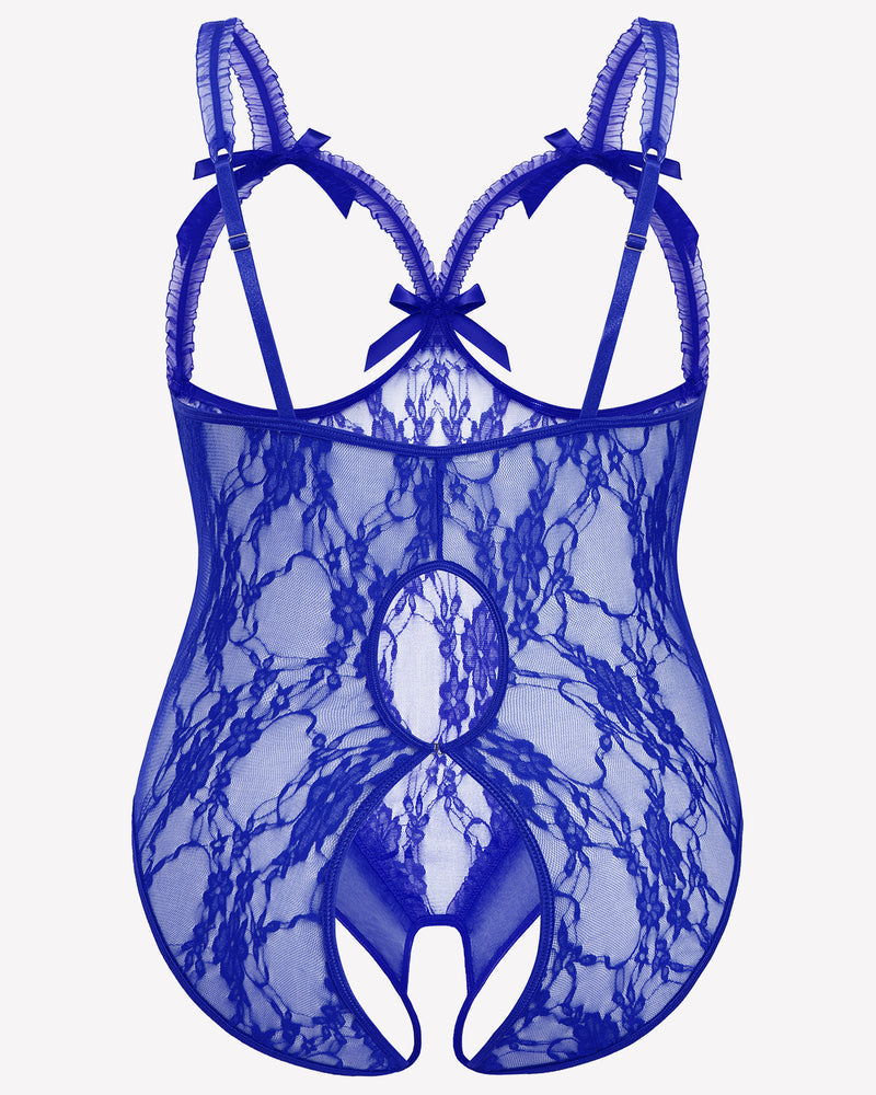 Plus Size Crotchless Exotic Lace Teddies