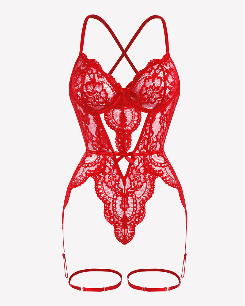 Cross-Back Straps Teddy Babydoll
