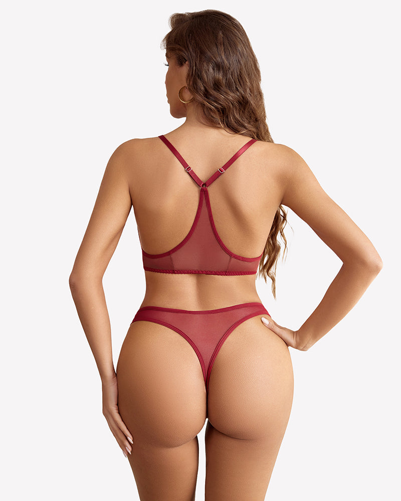 Mesh Bra and Panty Sets 2 Piece Outfits