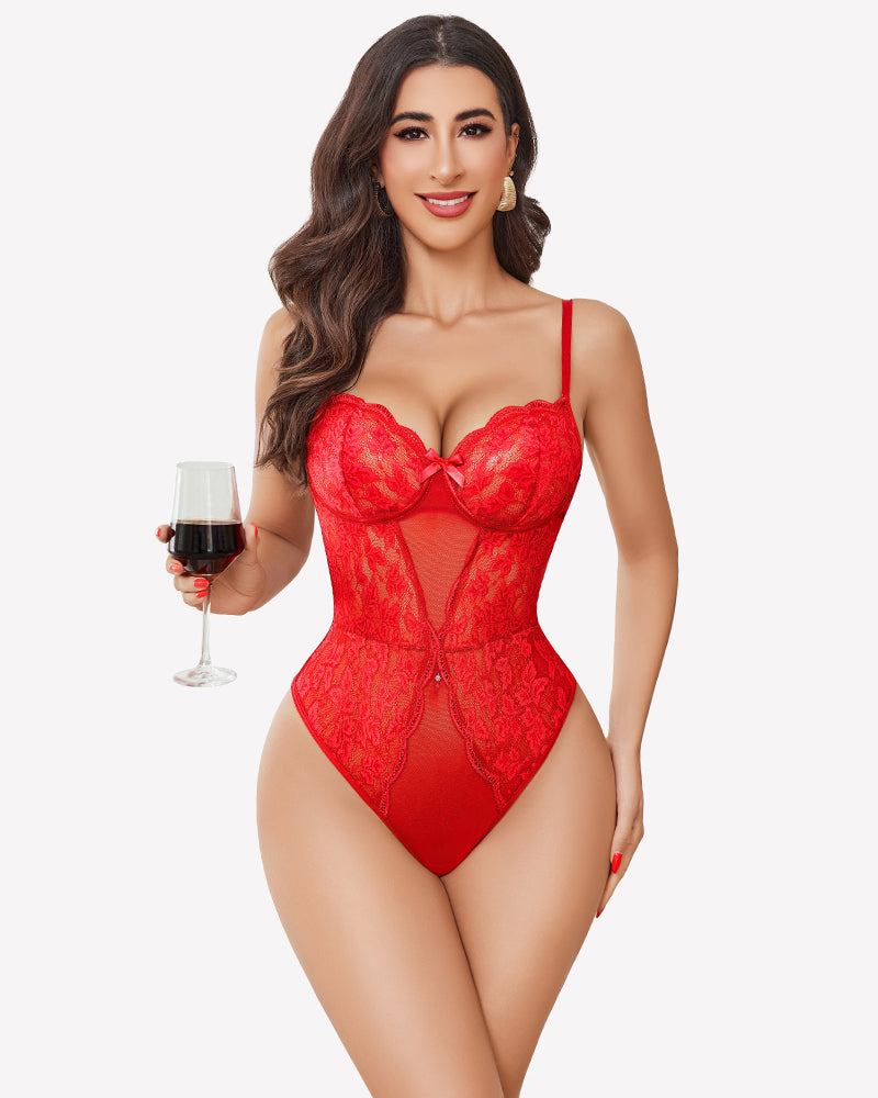 2 Piece Sheer Kimono Robe with Lace Teddy