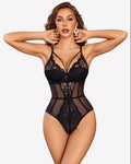 Cut Out Lace Snap Crotch Bodysuit