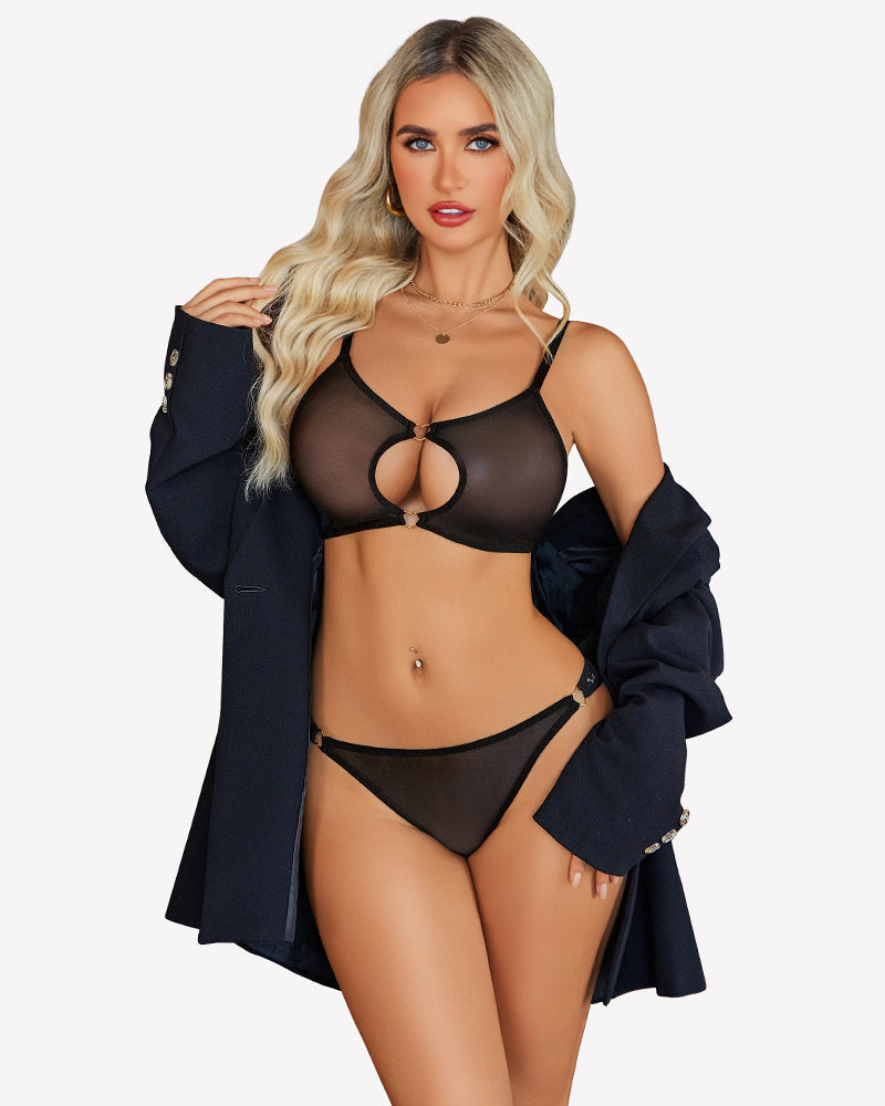 Mesh Cut Out Sexy Bra and Panty Sets