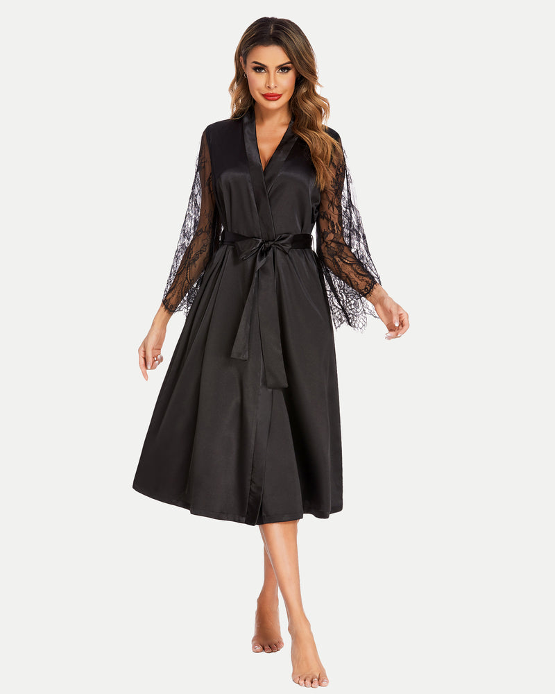 Floral Lace Kimono Robe Bride Dressing Gown