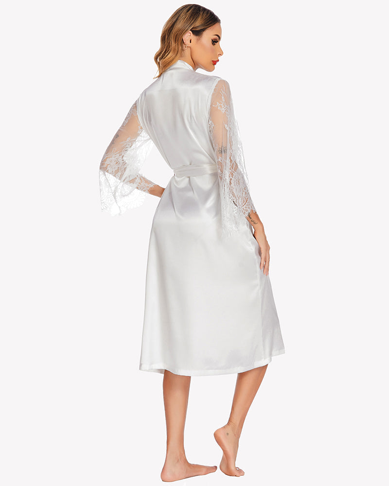 Floral Lace Kimono Robe Bride Dressing Gown