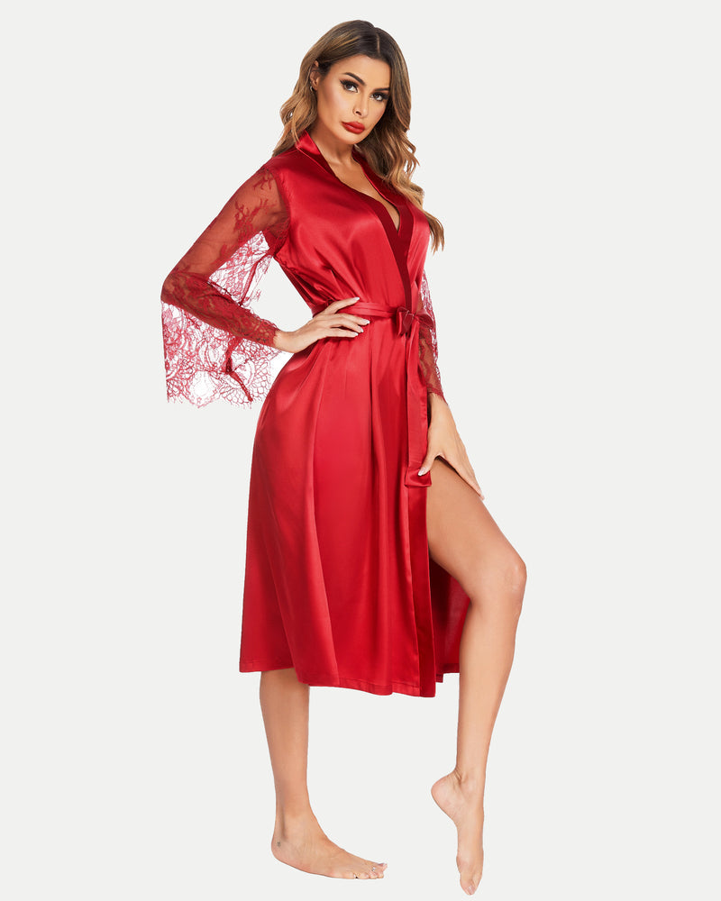 Floral Lace Kimono Robe Bride Dressing Gown