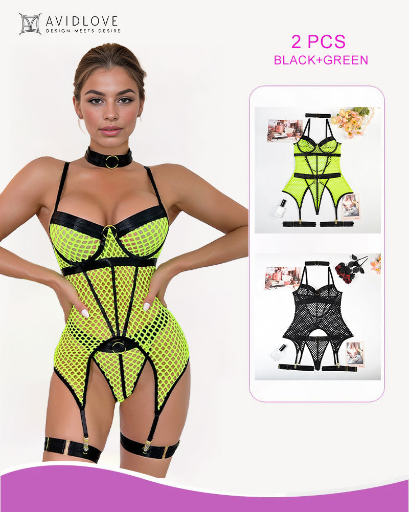 2 Packs Fishnet Mesh Corset Lingeries
