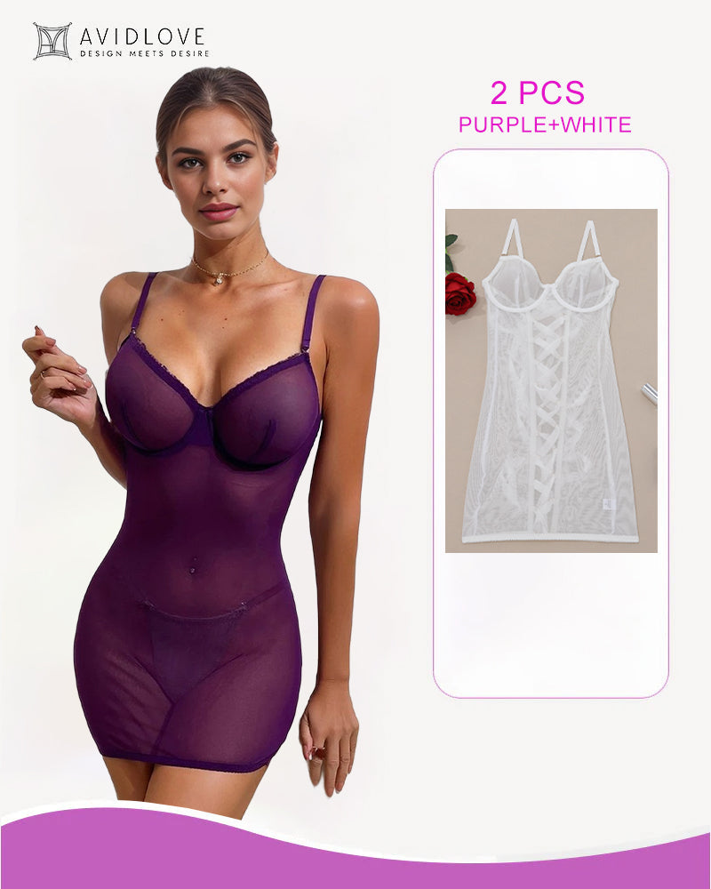 2 Packs Backless Lace-Up Mini Dresses