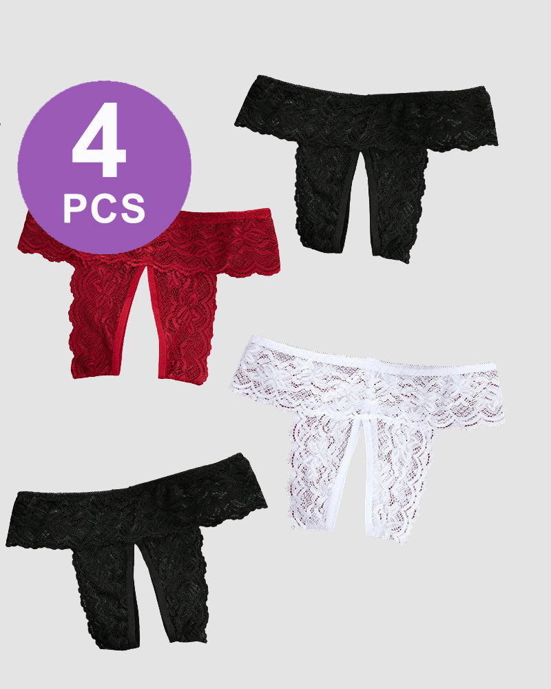Plus Size Open Crotch Lace Panties