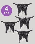 Lace Pearl G-String Low Rise T-Back Thongs Panty Set